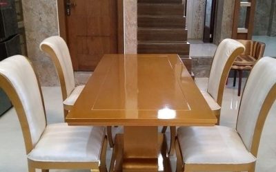 Set Meja Makan Minimalis Gold