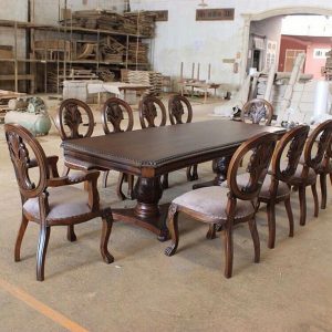 Set Meja Makan Ukiran Kayu Jati