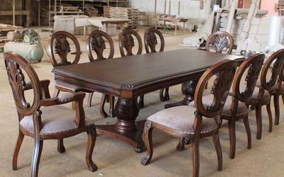 Set Meja Makan Ukiran Kayu Jati