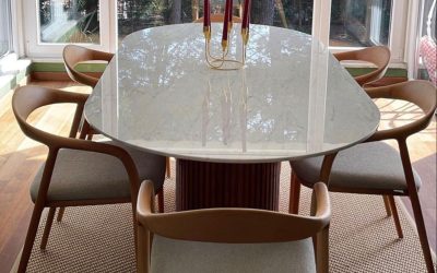 Set Meja Makan 6 Kursi Makan Minimalis Meja Top Marmer
