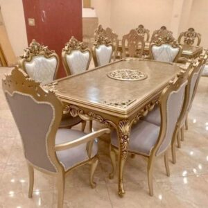 Set Meja Kursi Makan Mewah 6 Kursi Elegan