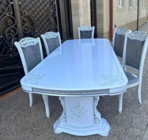 Set Meja Kursi Makan Modern 6 Kursi Elegan