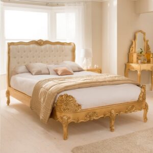 Tempat Tidur Dipan Ukiran Modern Klasik Gold